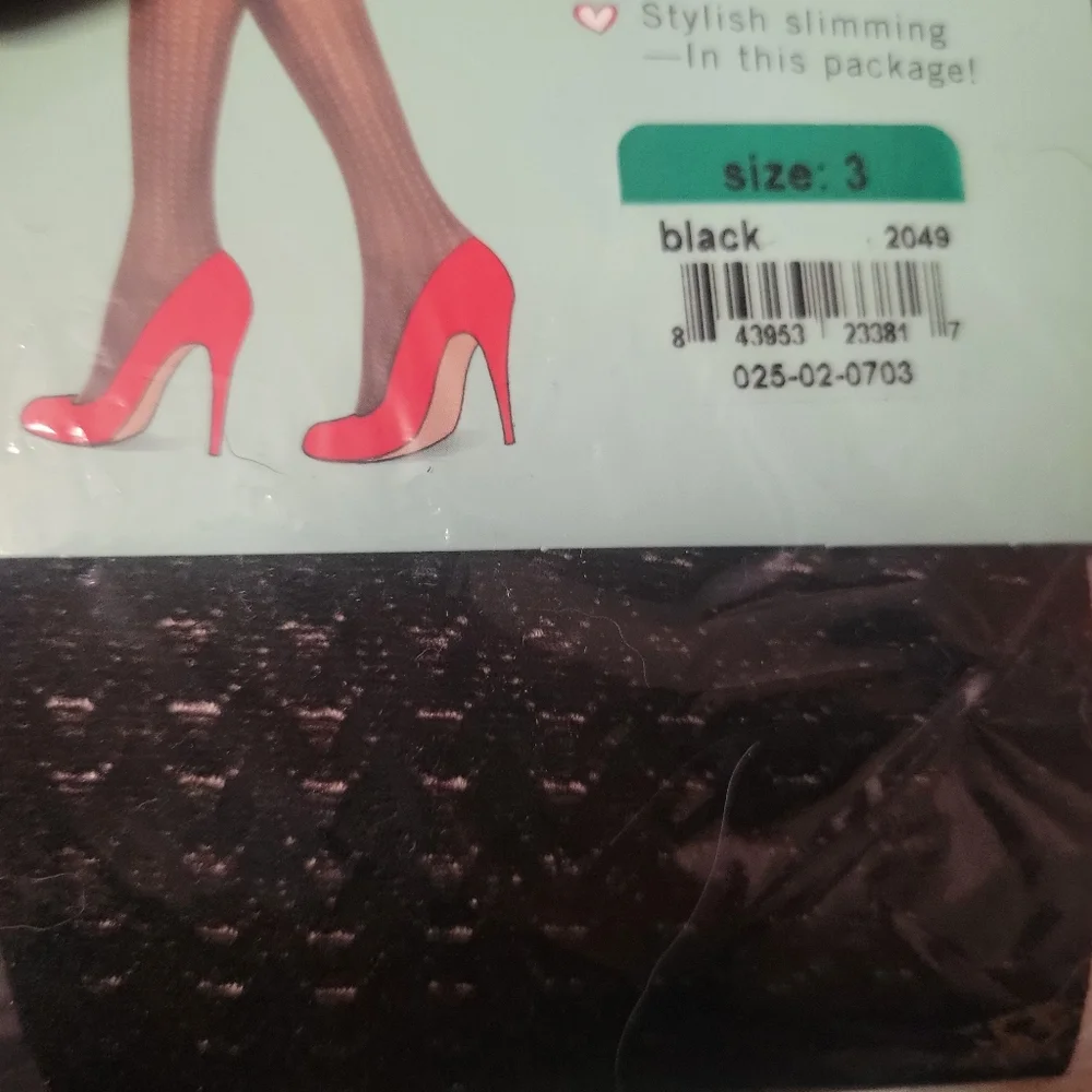 Assets by‎ Spanx Black Textured Wish Bone Shaping Tights